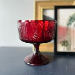 •Vintage Hoosier glass ruby red pedestal compote bowl•